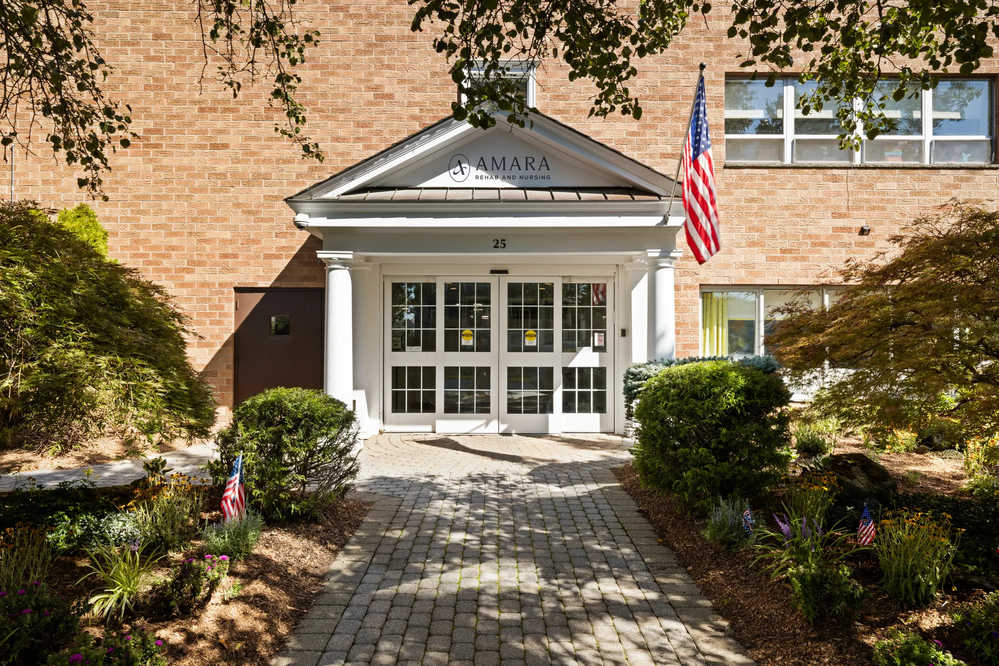 The Amara portico and paver walk, photographed for the website homepage