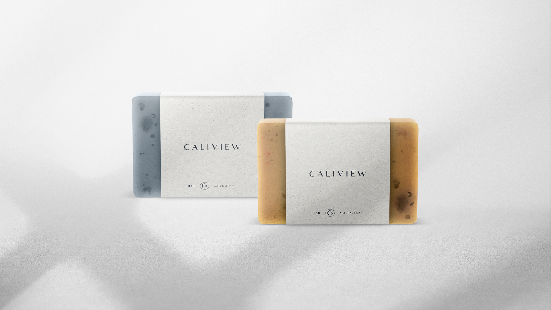 Two Caliview Estates natural soap bars in kraft wraps