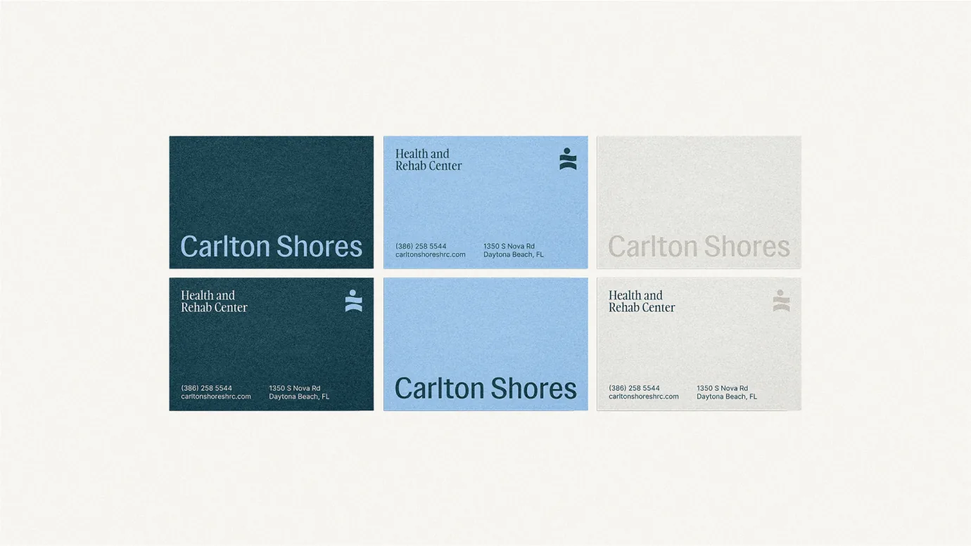 Carlton Shores business card system in two color variations