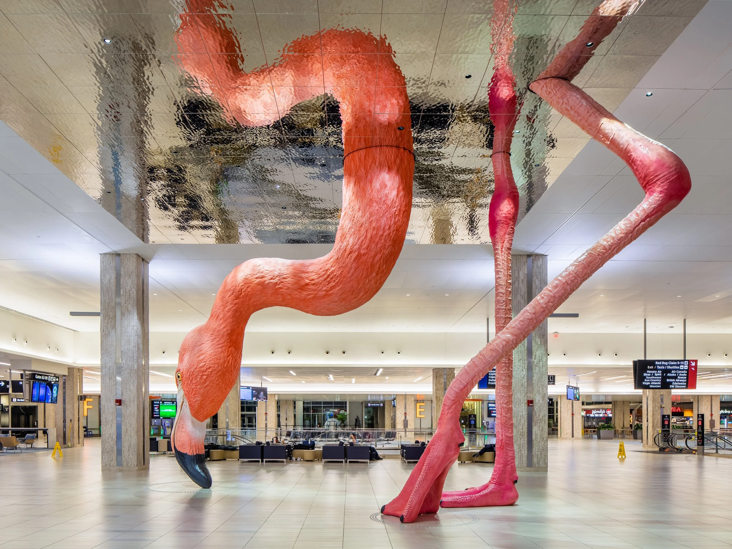 Flamingo sculpture detail, HOME installation, Tampa Airport