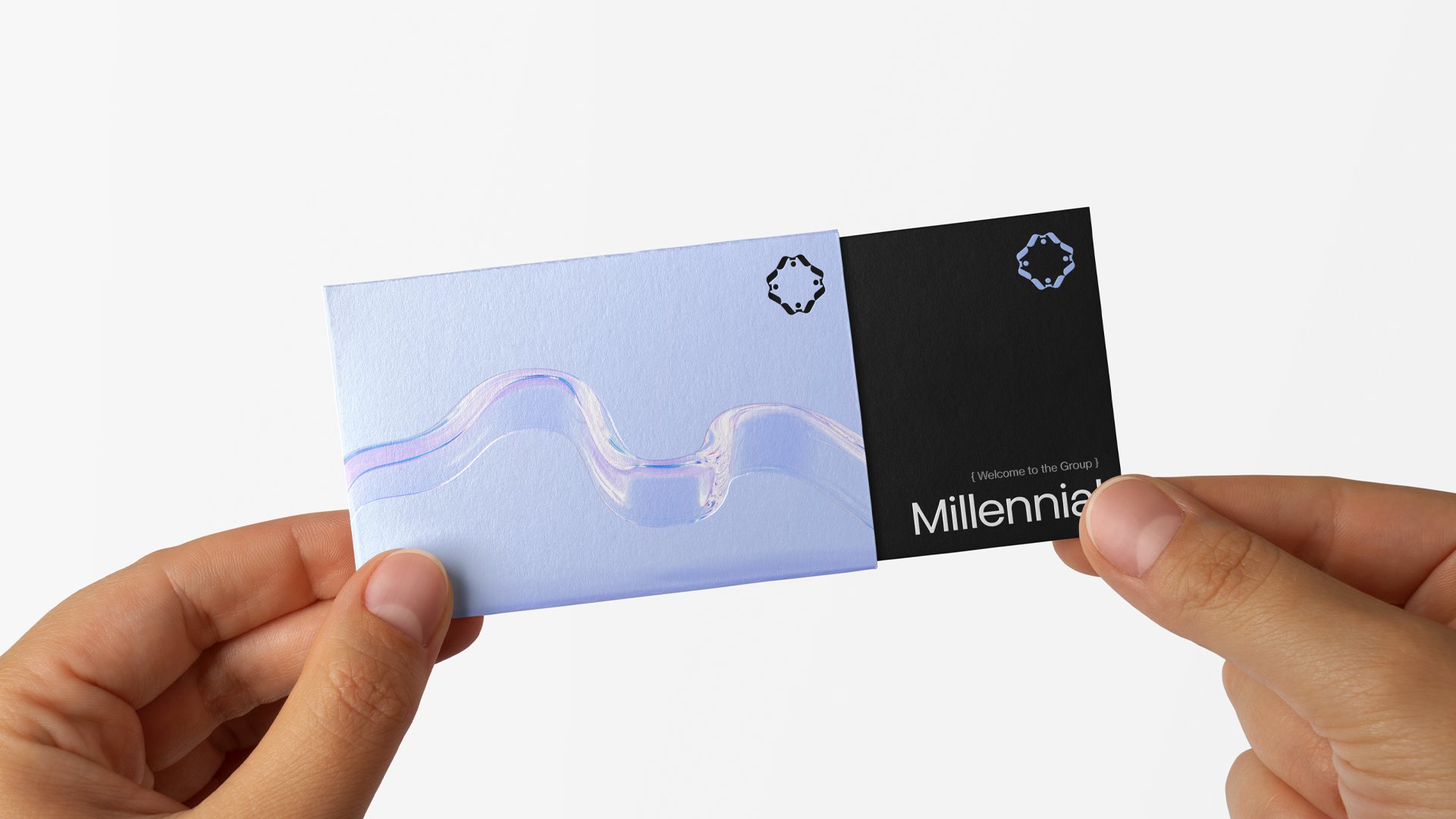 Millennial business cards – iridescent face and matte black reverse