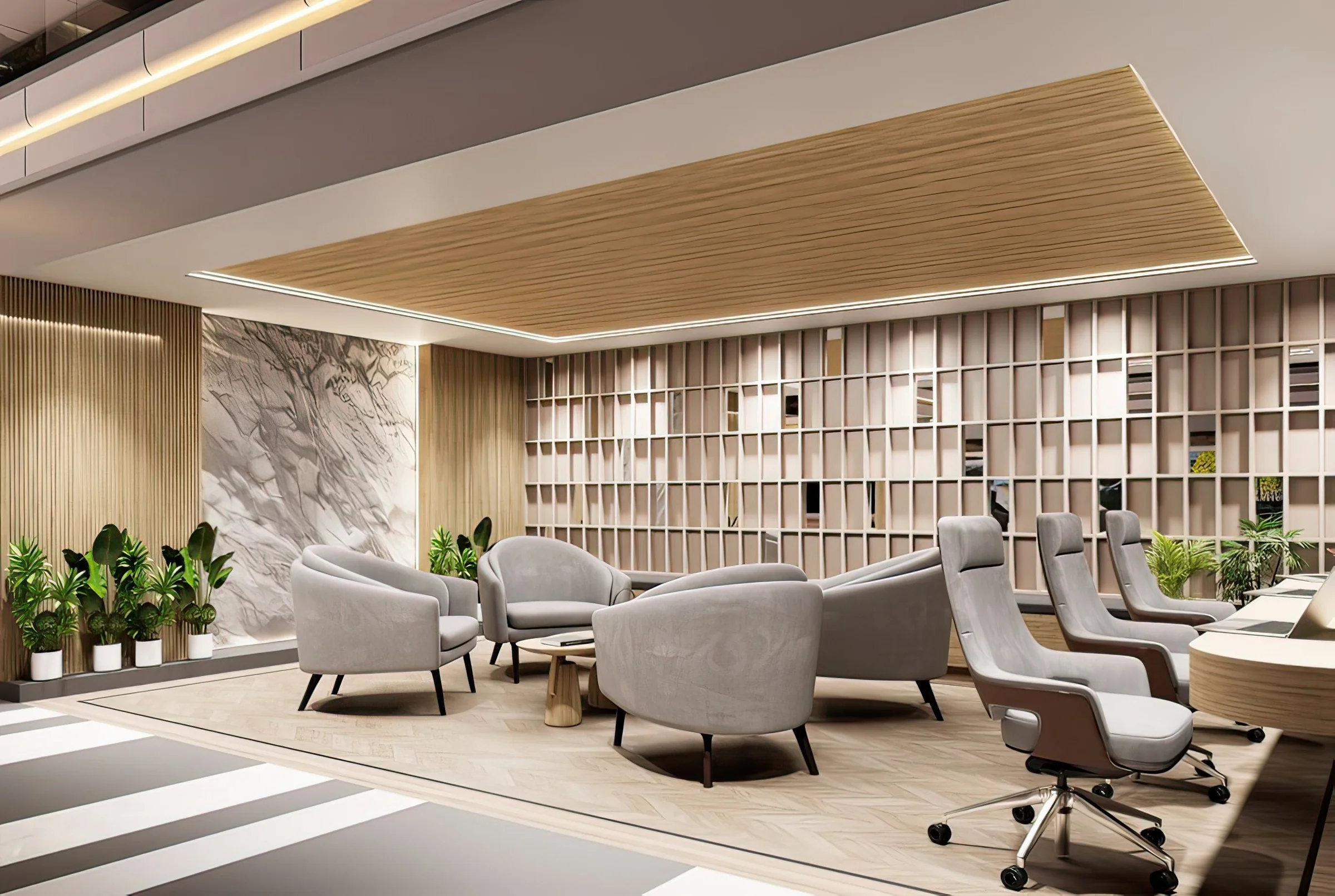 One Park Way lobby interior, designed environment.