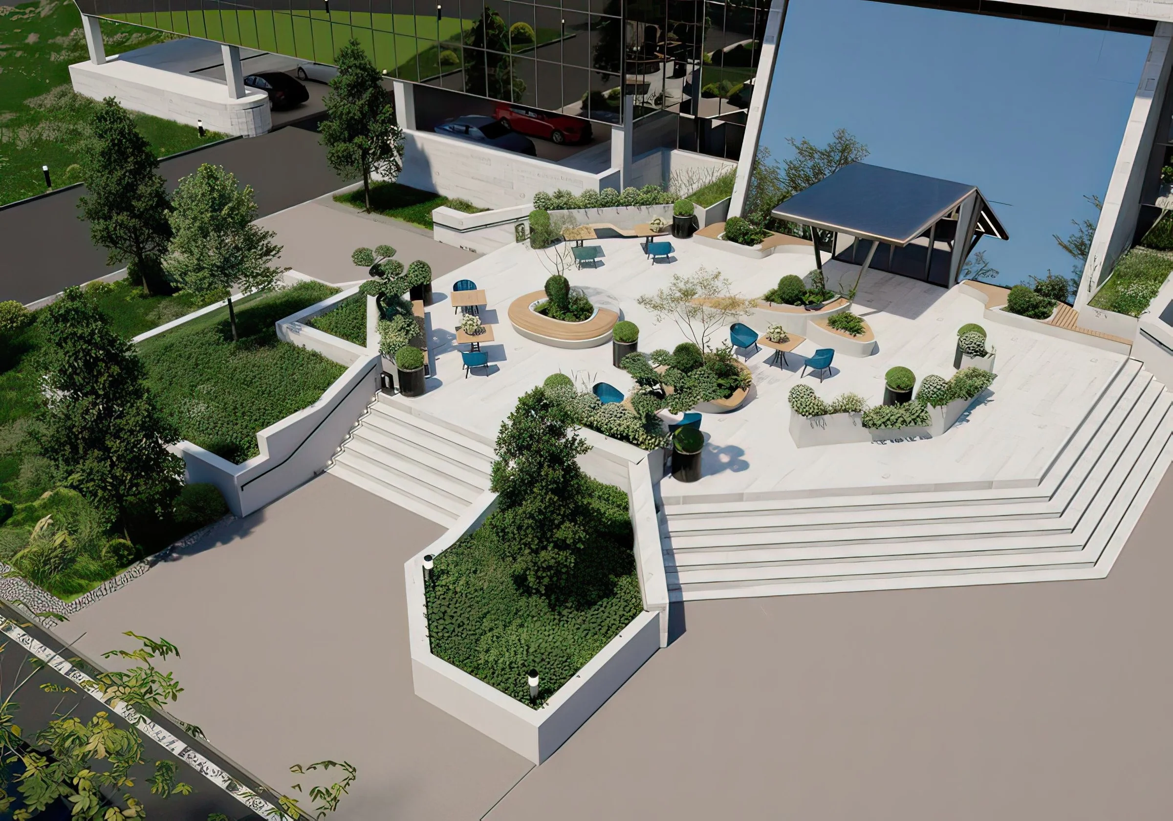 One Park Way outdoor terrace, aerial view
