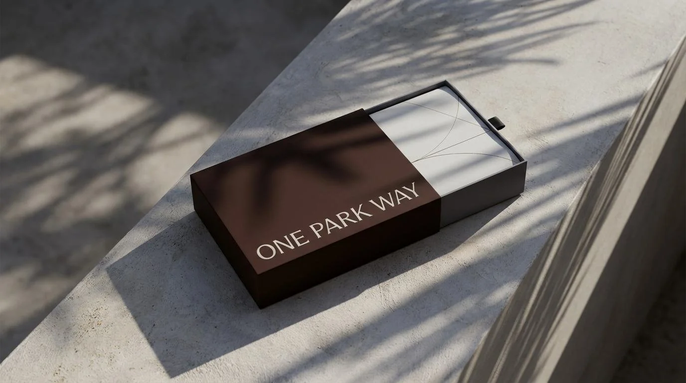 One Park Way brown sliding box