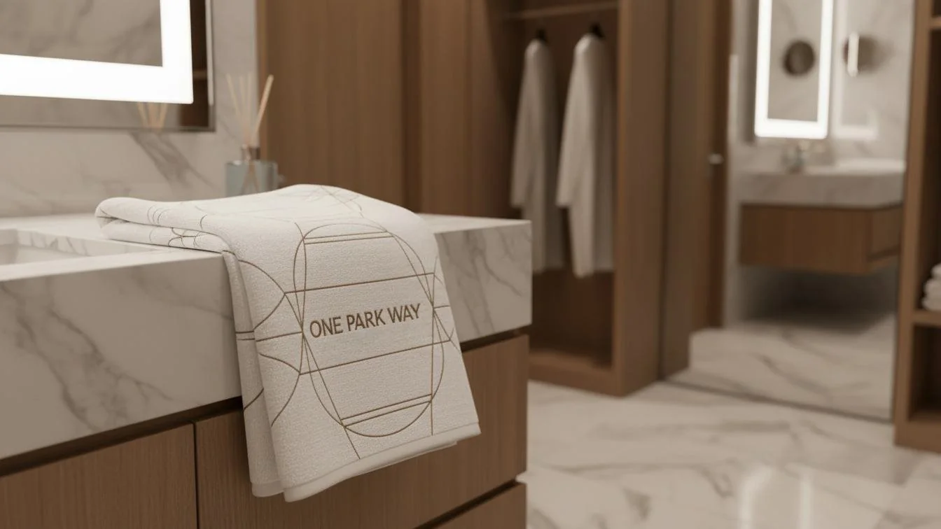 One Park Way branded bath towel