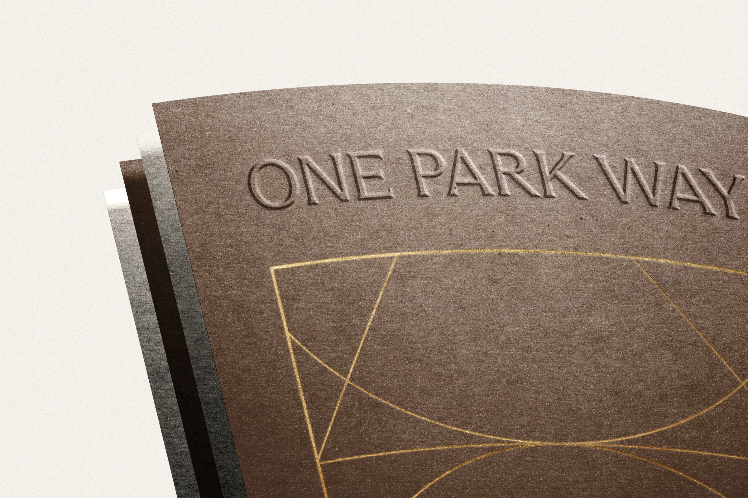 One Park Way embossed cover detail with construction grid