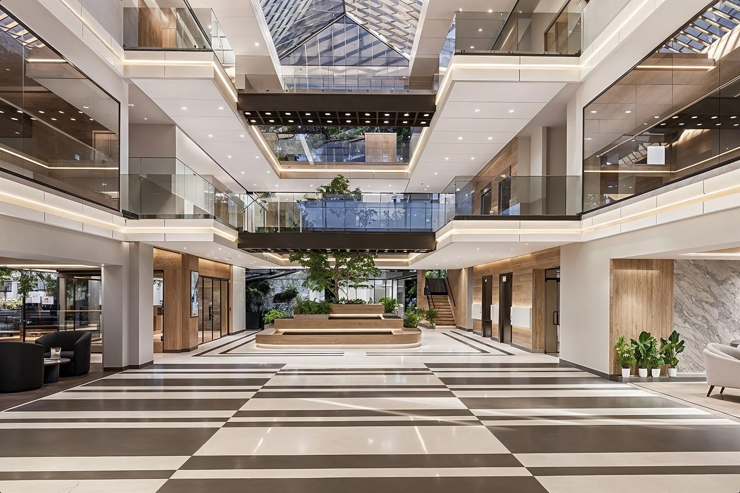 One Park Way main atrium with glass roof